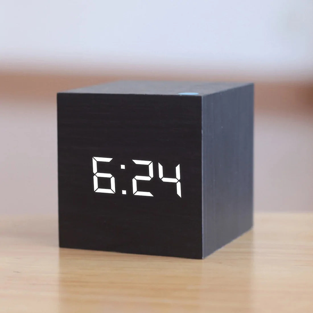 Wooden Cube Alarm Clock