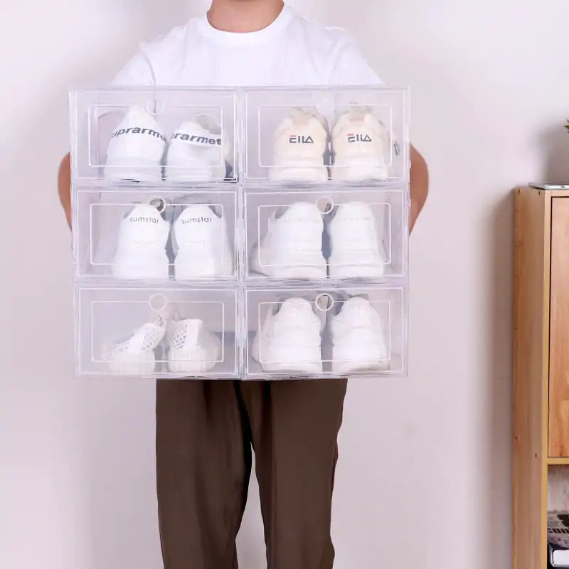 Transparent sneaker storage organizer box