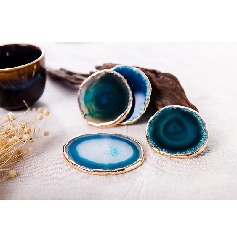 Handmade Blue Agate Coasters