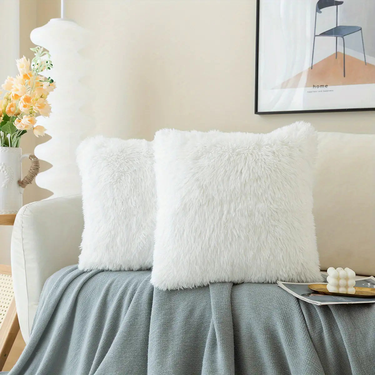 Faux Fur Throw Pillow Covers