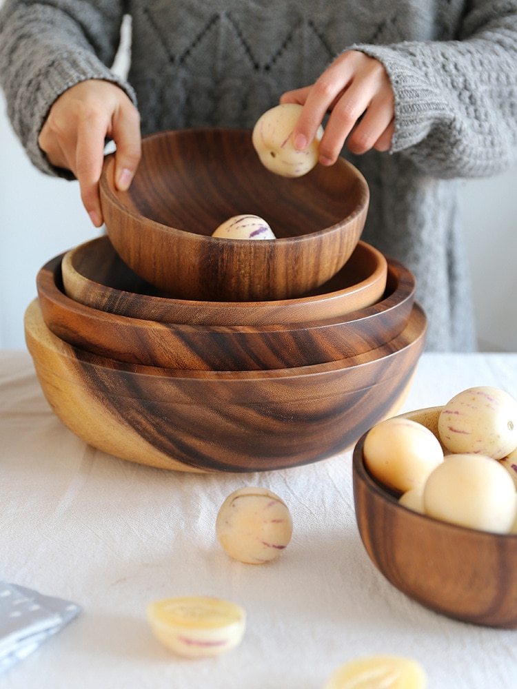 Acacia 5pc Wooden Bowl Set