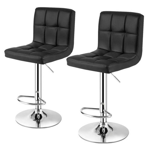 Set of 2 Modern Adjustable Height Bar Stools with PU Leather & Swivel Seat