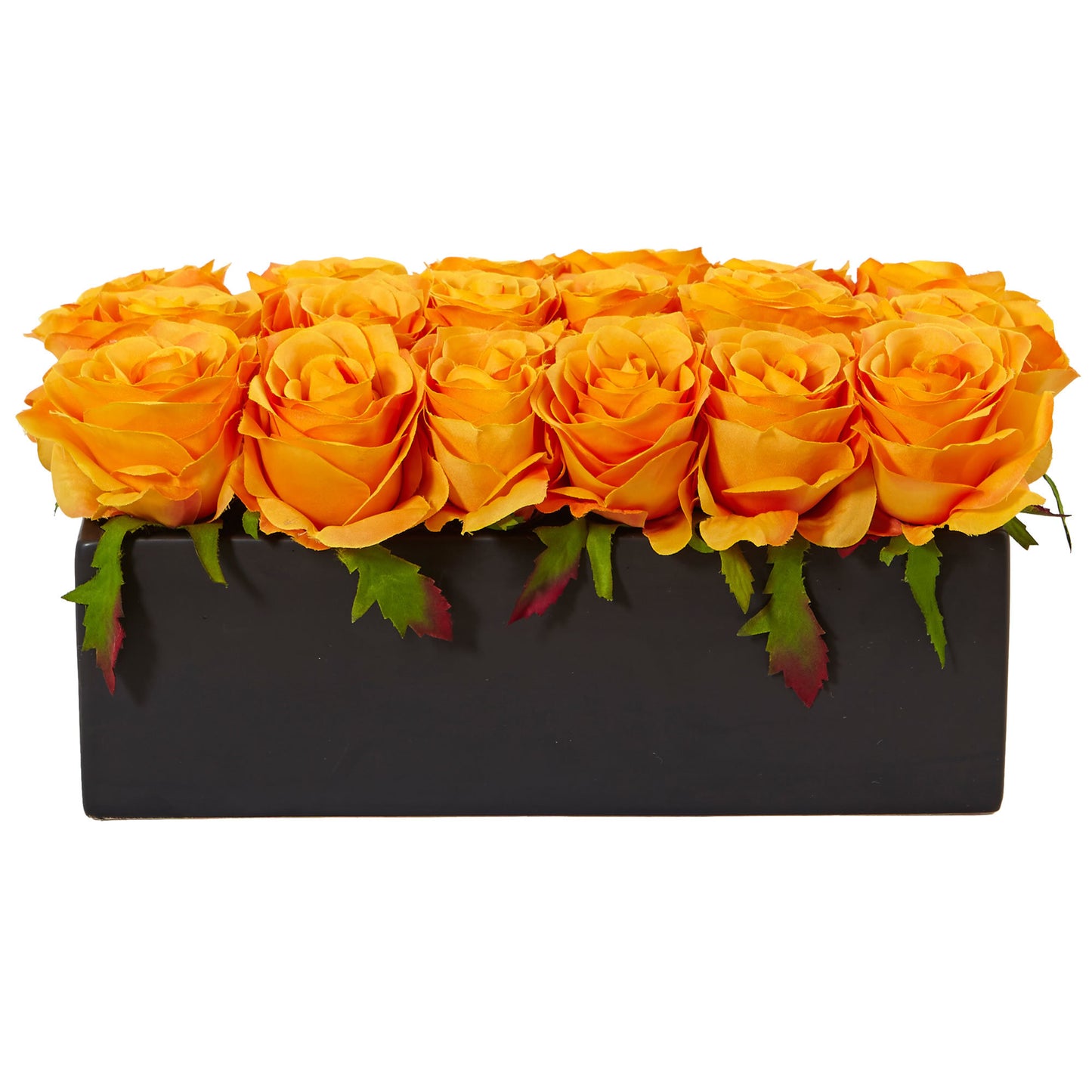 Silk Roses in Rectangular Planter