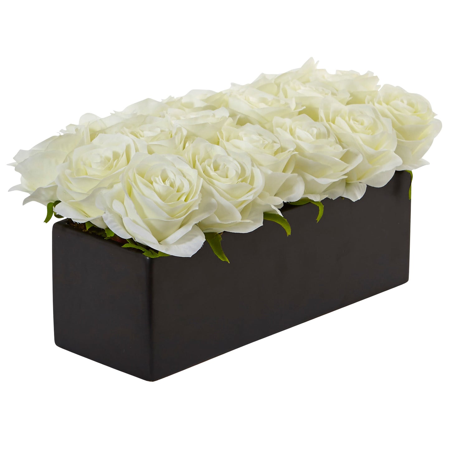 Silk Roses in Rectangular Planter