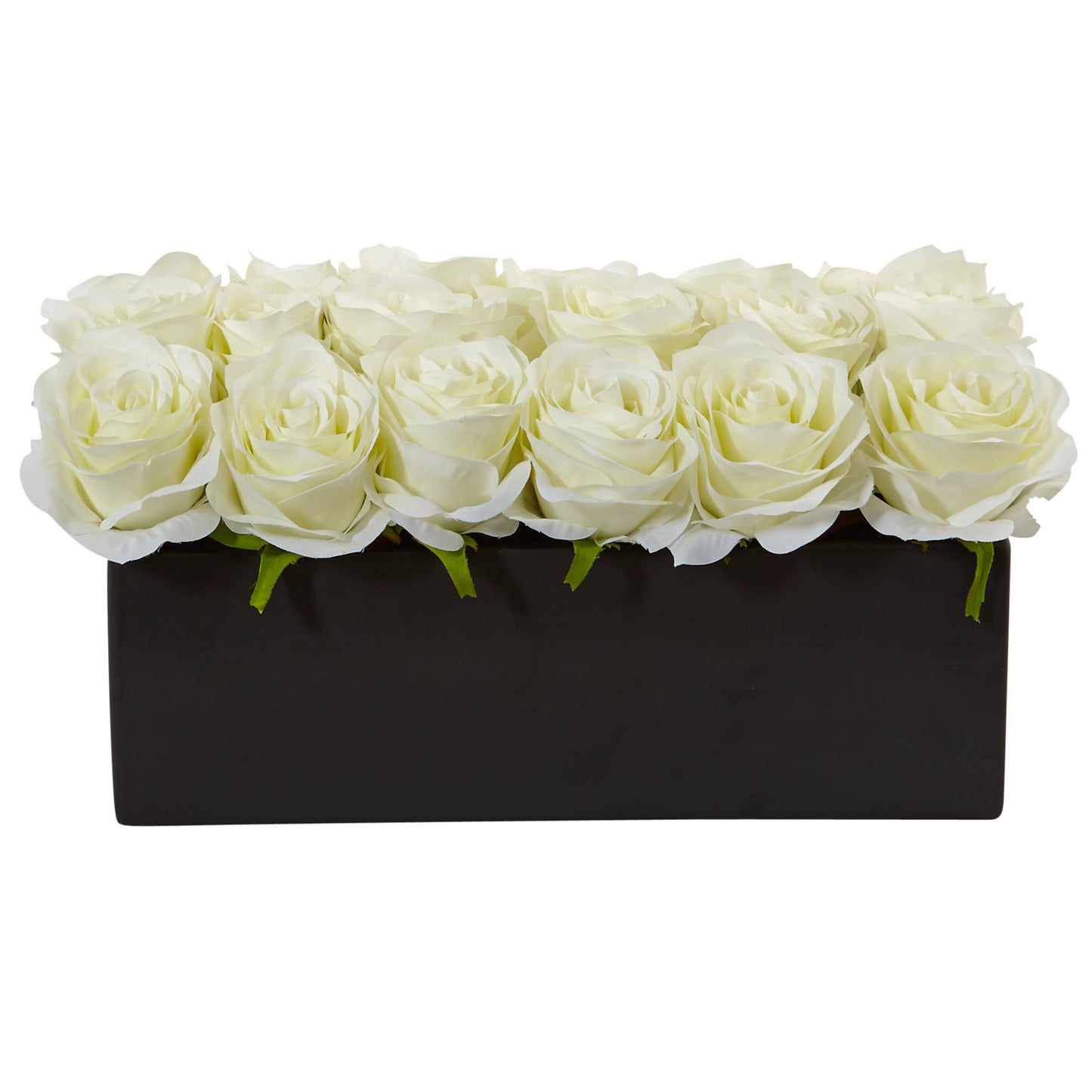 Silk Roses in Rectangular Planter