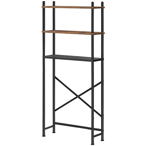 Industrial Metal Wood Style Over the Toilet Freestanding Storage Shelving Unit