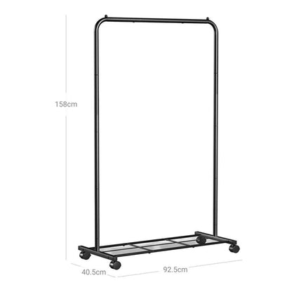 Rolling Garment Clothes Rack with Bottom Mesh Shelf