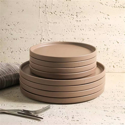 16-Piece Stoneware Dinnerware Set in Matte Brown