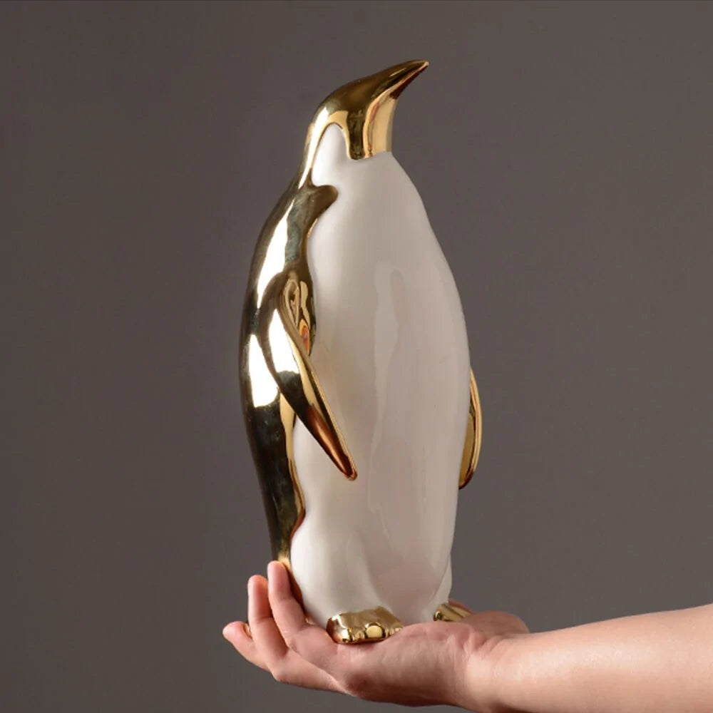 Golden Penguin Figurine