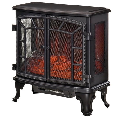 Remote Controlled Electric Fireplace Heater w/ Realistic LED Flames and Logs