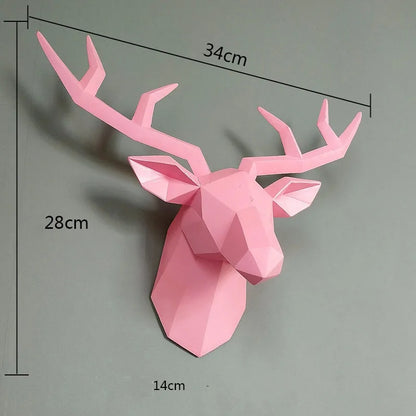 3D Small Deer Head Wall Sculpture