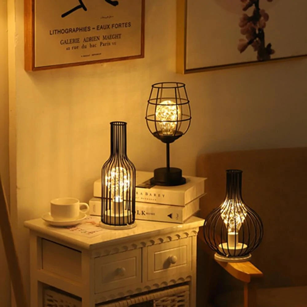 LED Retro Bulb Iron Table Night Light