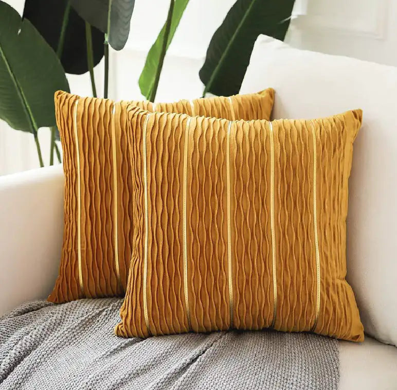 Striped Velvet Pillow Cover