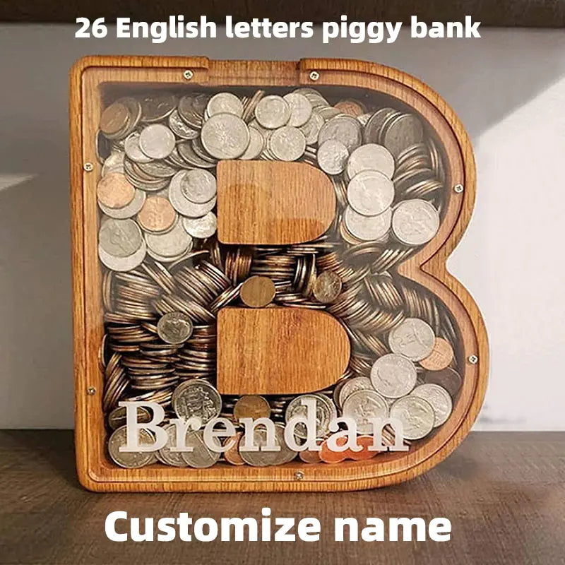 Wooden Letter Piggy Bank