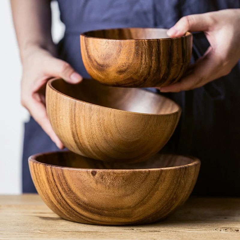 Unpainted Natural Acacia Wooden Bowl