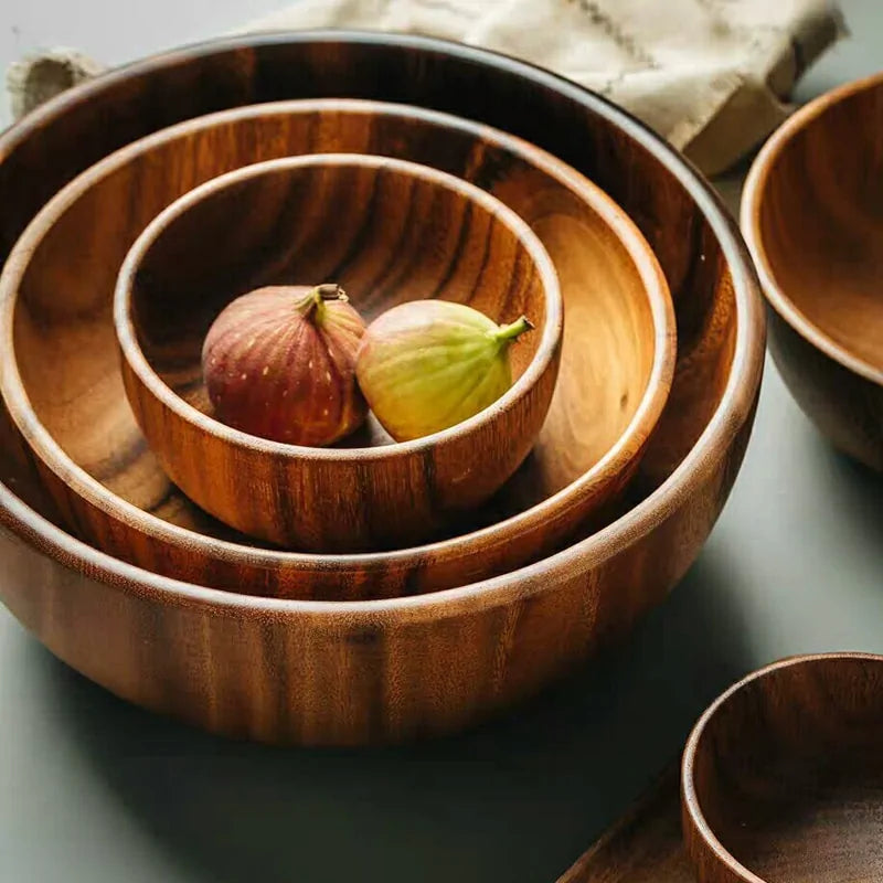 Unpainted Natural Acacia Wooden Bowl