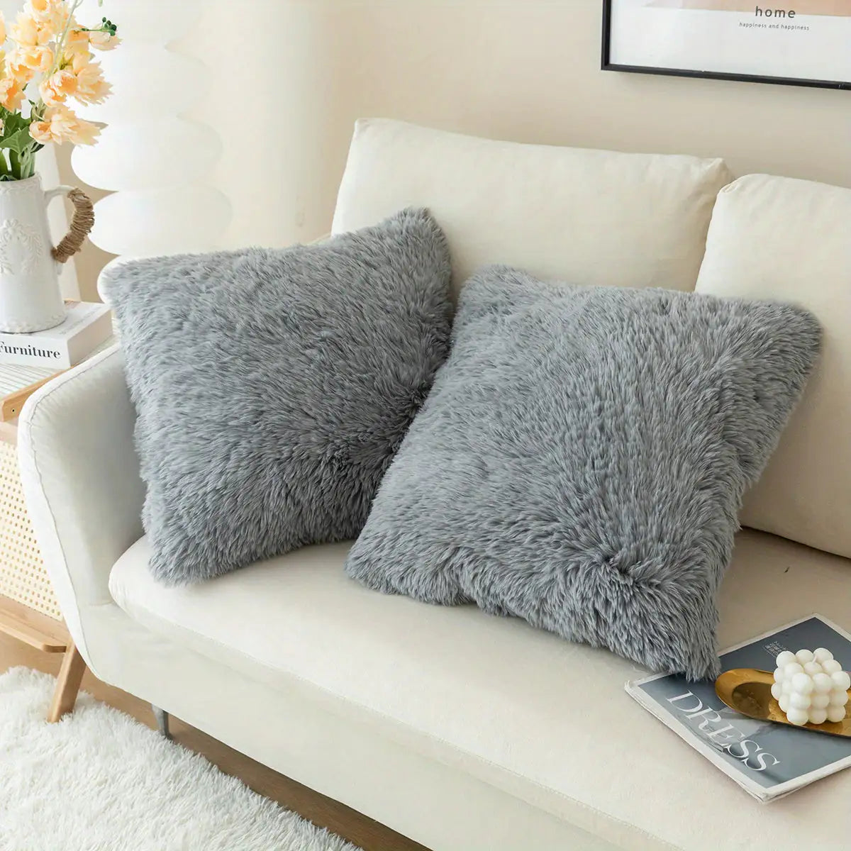 Faux Fur Throw Pillow Covers