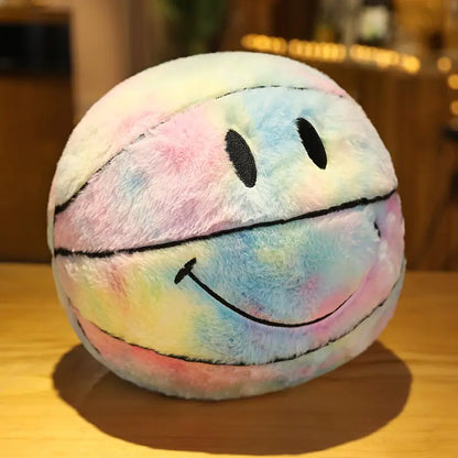 Smiley Basketball Throw Pillow