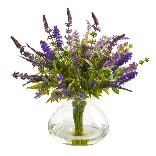 16" Lavender Bouquet Artificial Arrangement in Vase