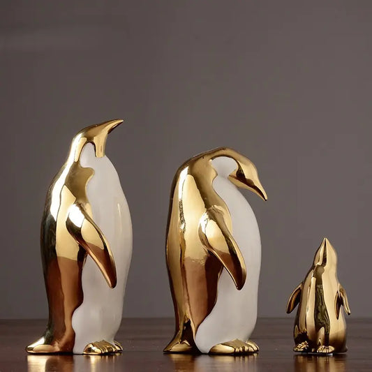 Golden Penguin Figurine