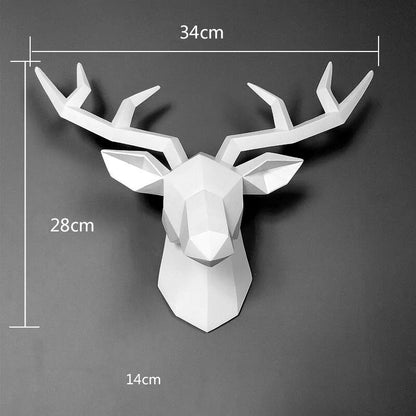 3D Small Deer Head Wall Sculpture