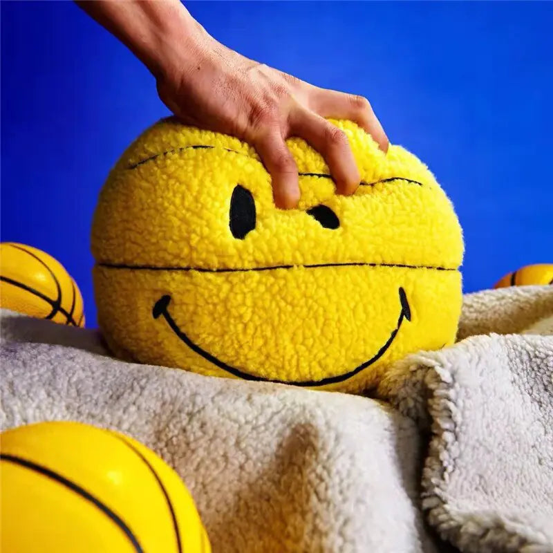 Smiley Basketball Throw Pillow