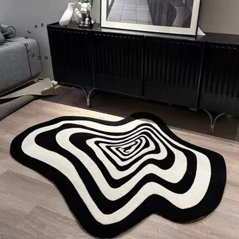 Psychedelic Black and White Rug