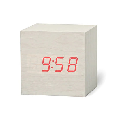 Wooden Cube Alarm Clock