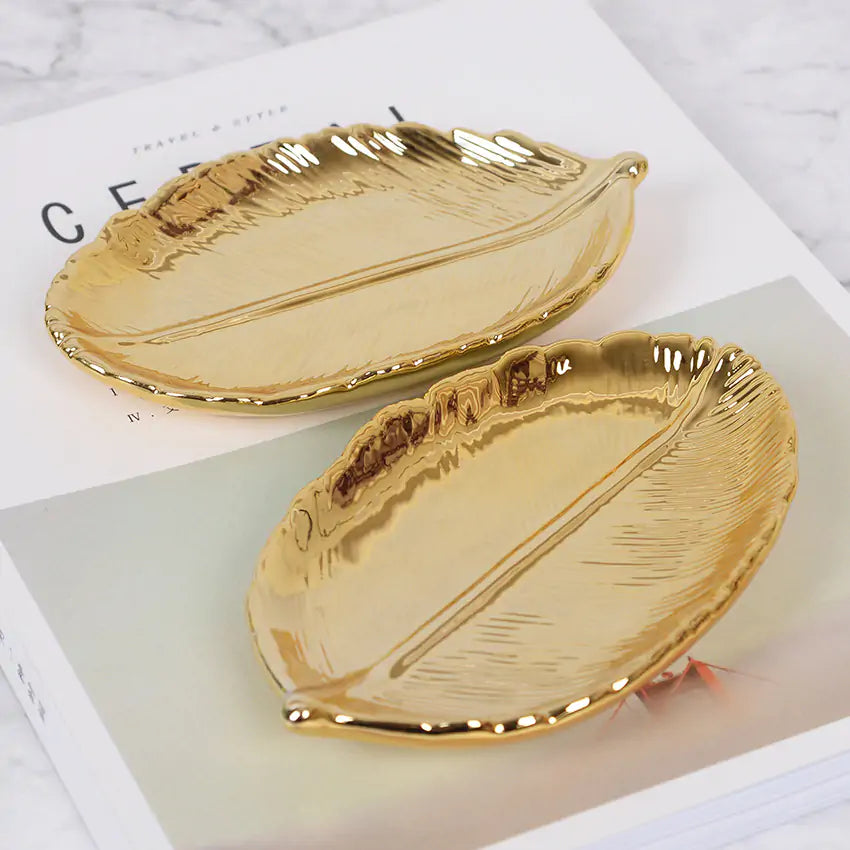 Gold Leaf Ceramic Tray