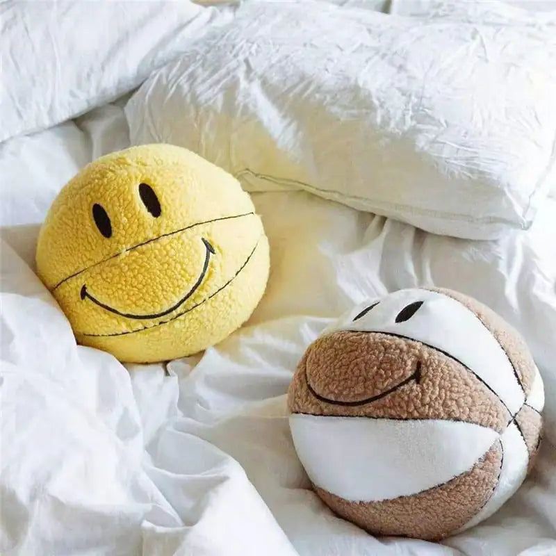 Smiley Basketball Throw Pillow